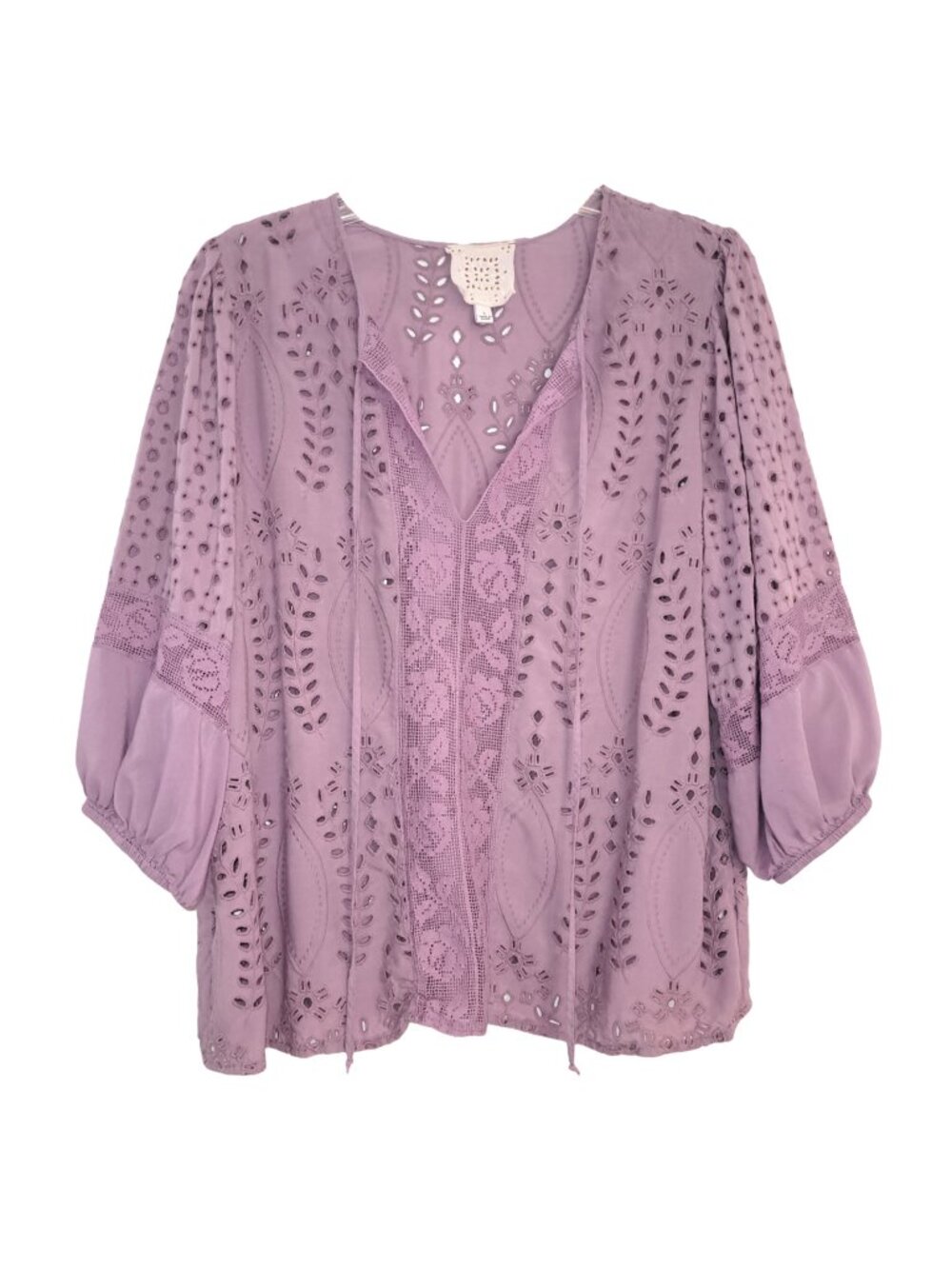 Johnny Was Rayon Eyelet Peasant Blouse